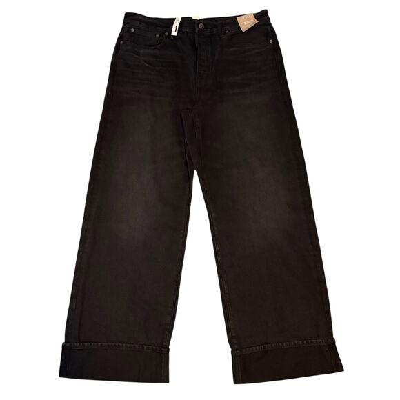 Madewell Low-Slung Baggy Jeans Size 30 Garza Wash Black Wide Leg NWT Cotton - Picture 6 of 11